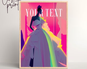 Custom Wall Art | Vogue Poster like | Black Woman Wall Art | Vogue Cover like Magazine | Neon Color Wall Art | Gift For her | Custom Gift