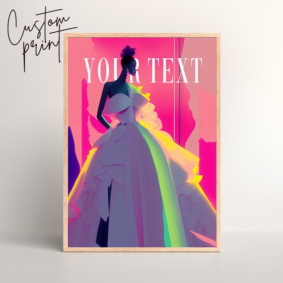 Custom Wall Art | Vogue Poster like | Black Woman Wall Art | Vogue Cover like Magazine | Neon Color Wall Art | Gift For her | Custom Gift