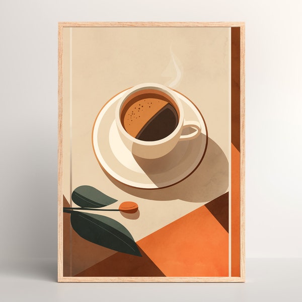 Terracotta Morning Vibe Coffee Wall Art | Printable Wall Art | Digital Coffee Print | Vintage Coffee Poster | Boho Decor | Coffee Lover Gift