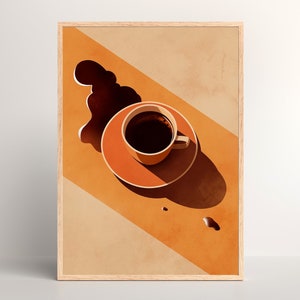 Arte da parete per caffè retrò / Arte da parete per caffè di metà secolo / Stampa di caffè anni '70 / Poster di caffè vintage / Arredamento cucina Boho / Regalo per gli amanti del caffè
