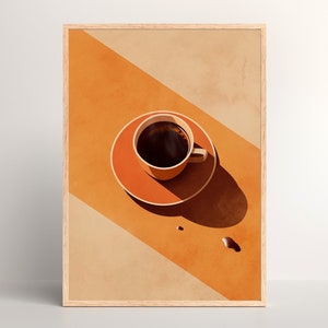 Arte mural digital de café de mediados de siglo / Impresión de café retro / Póster de café de los años 70 / Arte de café vintage / Decoración de cocina / Regalo para amantes del café