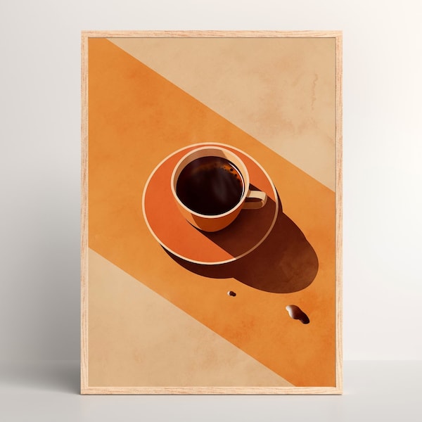 Mid Century Coffee Digital Wall Art | Retro Coffee Print | 70s Coffee Poster | Vintage Coffee Art | Kitchen Decor | Gift for Coffee Lover