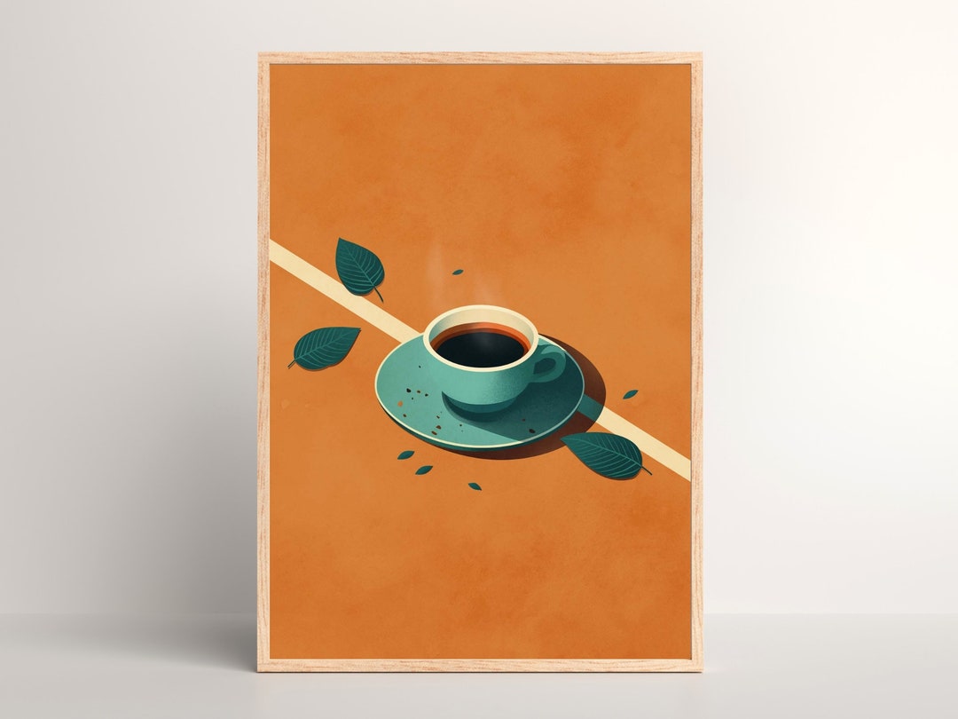 70s Coffee Wall Art Retro Coffee Wall Art Mid Century Coffee Print