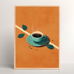 Impresión de café retro para cocina bohemia / Impresión digital de estilo retro / Decoración de pared de los años 70 / Póster vintage para amantes del café / Idea de regalo única