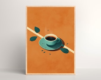 Retro koffieprint voor bohokeuken | Digitale print met retrosfeer | Muurdecoratie uit de jaren 70 | Vintage poster voor koffieliefhebbers | Uniek cadeau-idee