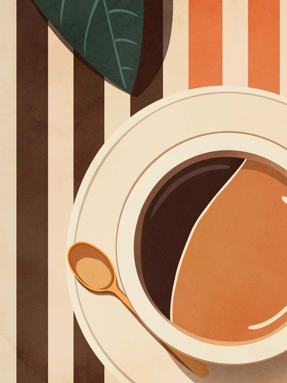 Retro Coffee Wall Art | Mid Century Coffee Print | Vintage