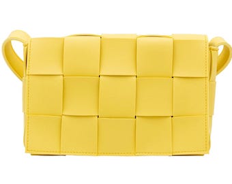 Woven Crossbody Bag, Vegan Leather Small Shoulder Purse, Minimal Everyday Bag