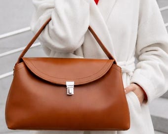 Structured Work Handbag for Women, Top Handle Crossbody Shoulder Bag, Vegan Leather Office Purse