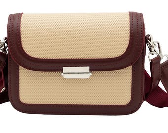 Vegan Leather Crossbody Bag, Two-Tone Handmade Shoulder Purse