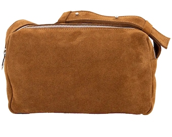 Suede Crossbody Bag, Genuine Leather Shoulder Purse, Handmade in Ukraine