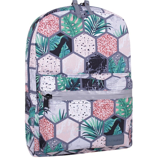 comfortable teenage backpack of good quality figure print with leaves, small