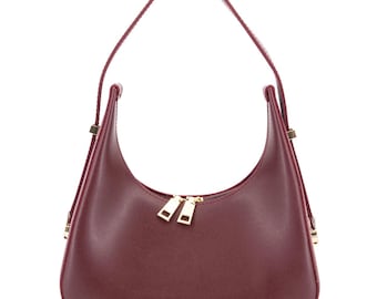 Vegan Leather Shoulder Bag, Small Everyday Hobo Purse, Minimalist Handbag for Daily Use