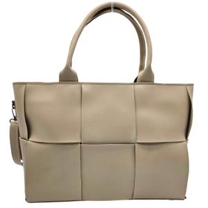 Bolso tejido de cuero vegano, bolso de hombro diseñado para damas, bolso tipo cartera con asa superior, bolso de mano para trabajo, bolso para computadora portátil hecho a mano
