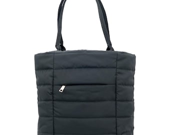 Quilted Puffer Tote Bag, Lightweight Shoulder Handbag, Work Travel Bag