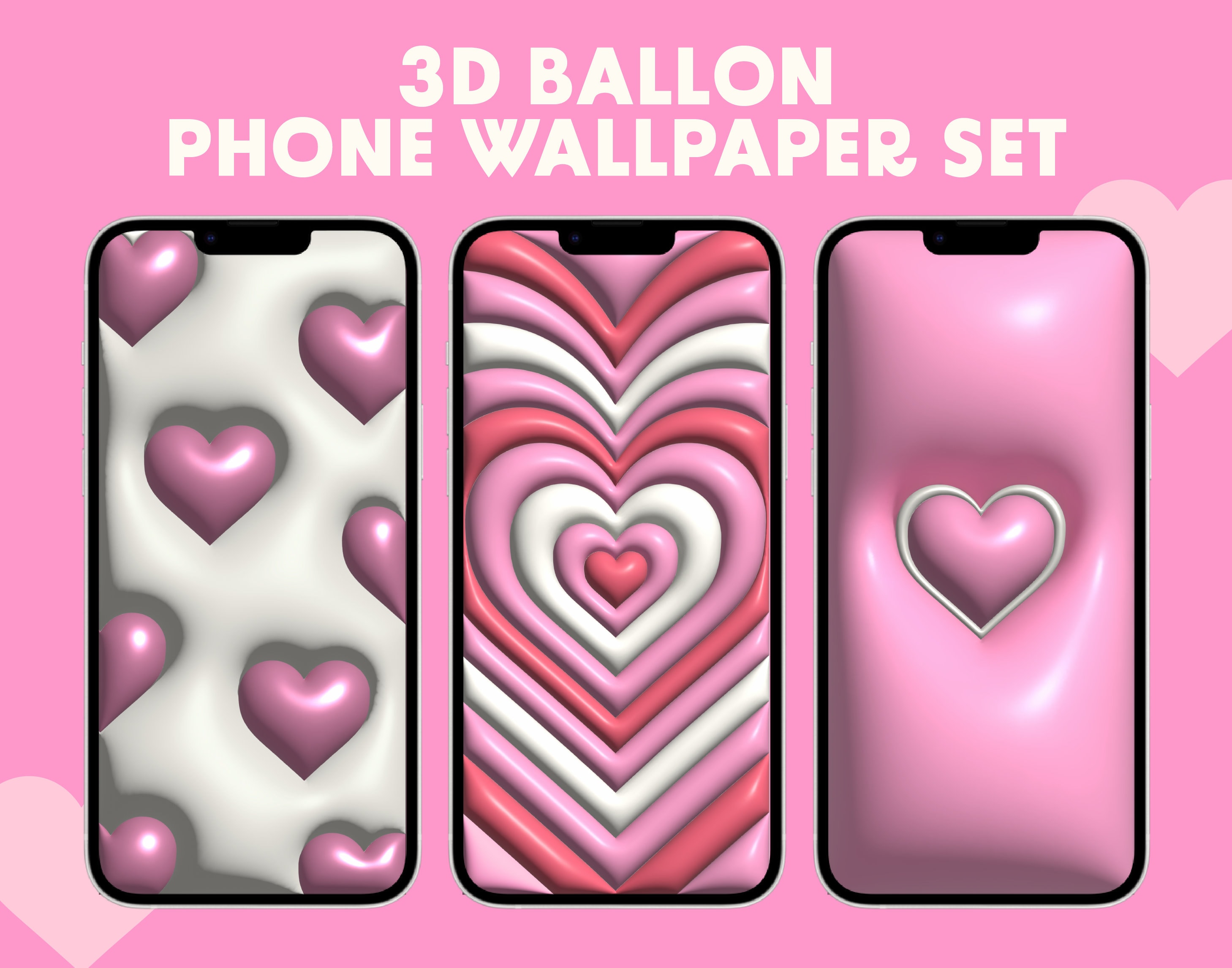 3D Hearts Phone Wallpaper Cute Wallpaper Cute Hearts Puffy Shapes