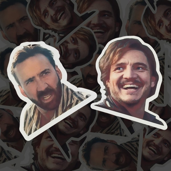 Pedro Pascal & Nicolas Cage Stickers, Laptop Decal, Meme Stickers, Funny, Holographic, Shiny, Notebook Sticker, Film Gift, Nick Cage, TikTok