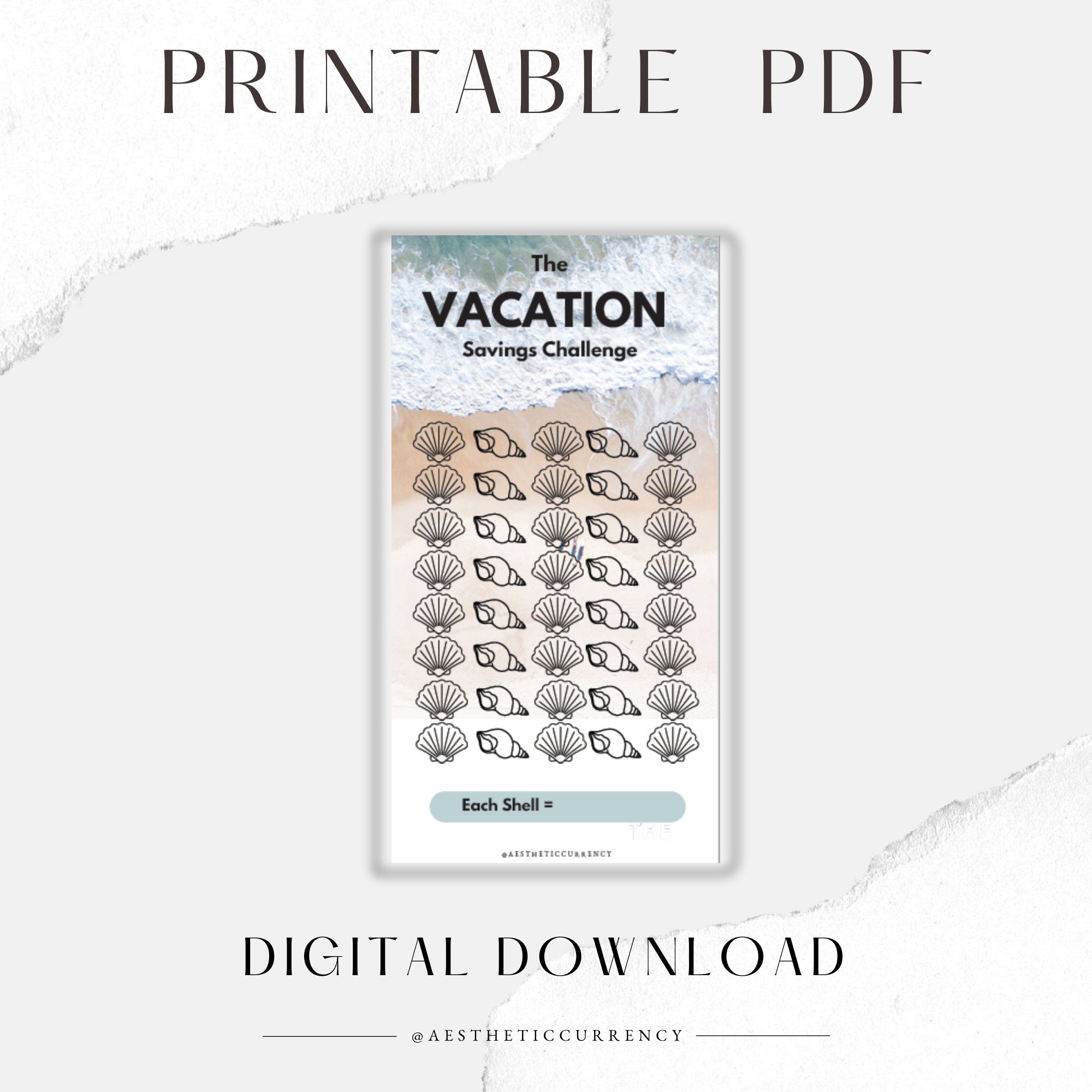 Printable Vacation Savings Challenge - Etsy
