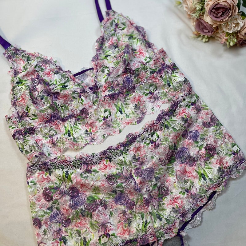 Lacy Floral Lingerie Top main image 1