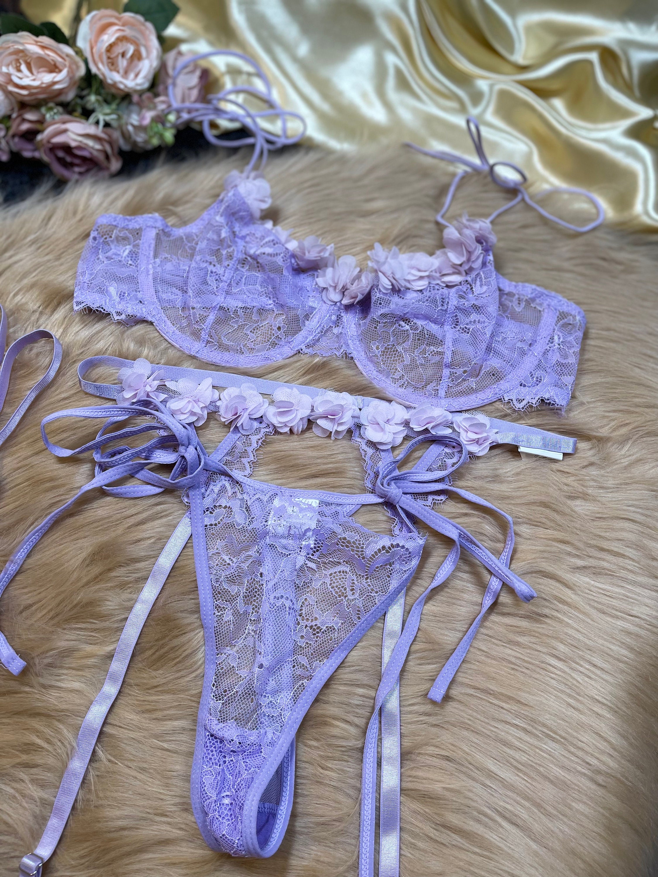Sheer Bra Lingerie, Transparent Underwear, See through Cute Bralette, Lilac  Ruffle Polka Dot, Frilly Lavender Tulle -  Portugal