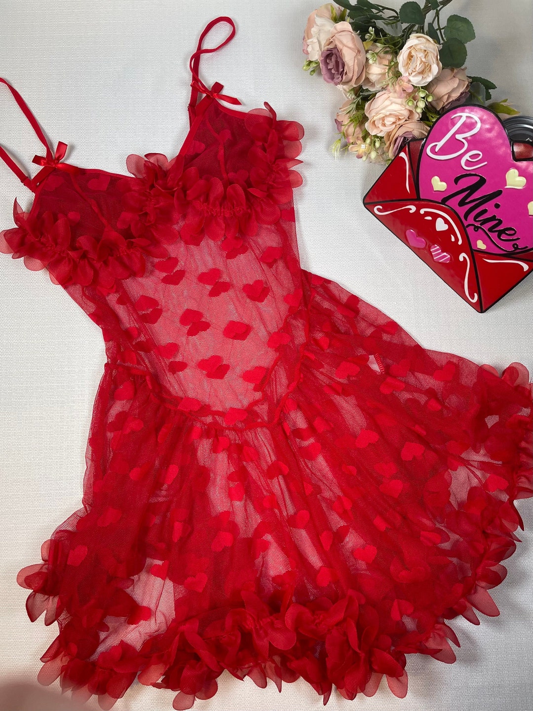 Romantic Sheer Mesh Babydoll Lingerie - Etsy
