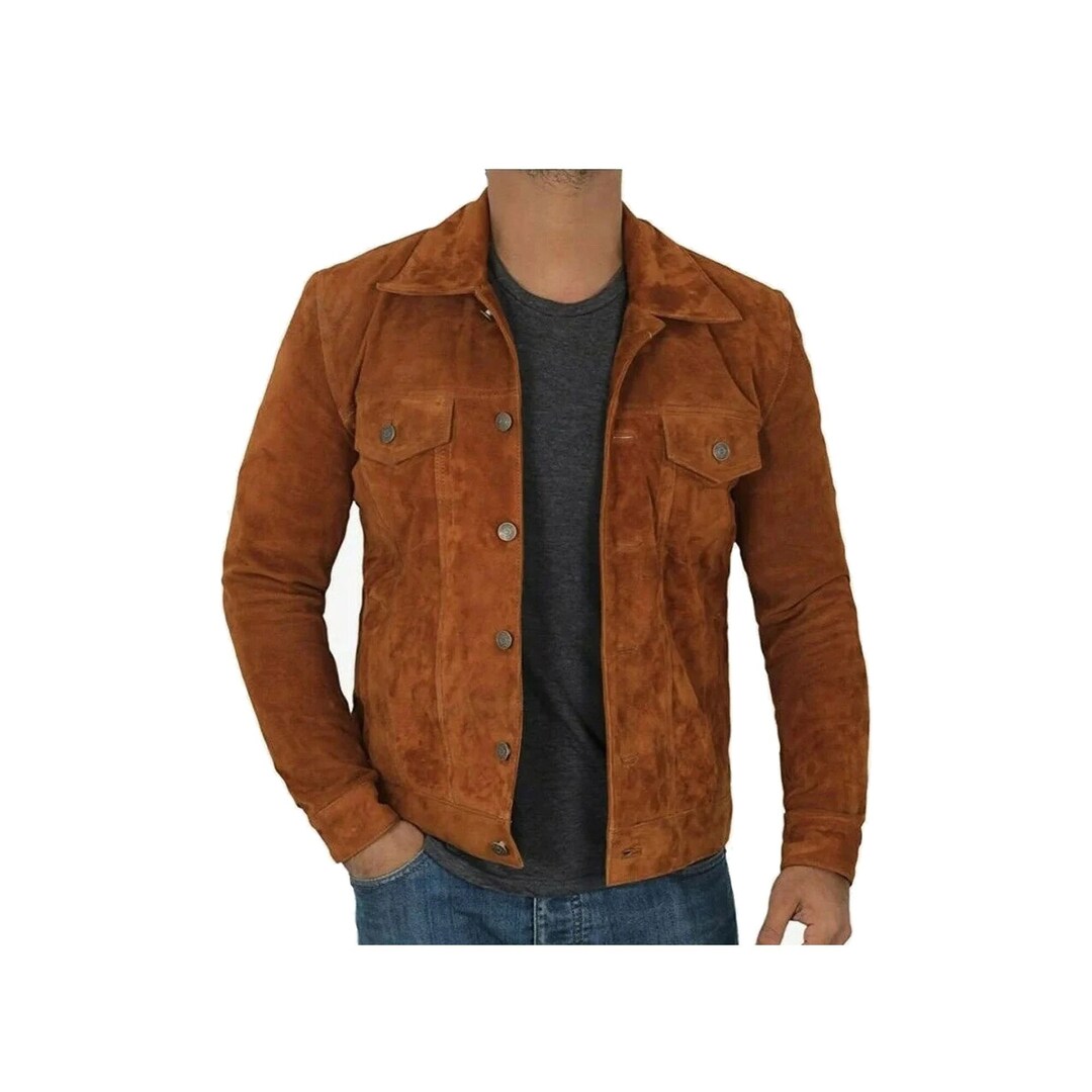 Men Suede Leather Trucker Jacket Real Suede Trucker Leather - Etsy