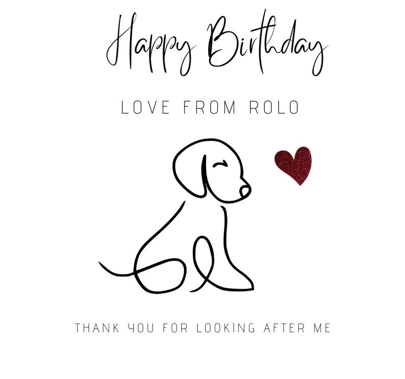 Personalised Birthday Card From the Dog // Simple Dog Card Etsy