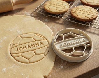 Ausstecher Ball mit NAME, 7cm, spülmaschinenfest, integrierter Stempel, personalisierte Geschenke Fußball, Handball, Kindergeburtstag