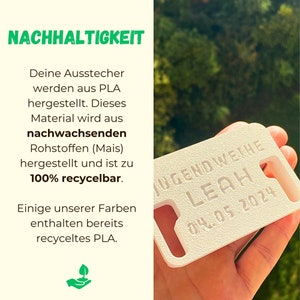 Personalisierte Keks Ausstecher, Kommunion, Konfirmation, Jugendweihe, Firmung, Tauf Geschenk, Wunschtext auf Gebäck, Plätzchen mit Namen Bild 8