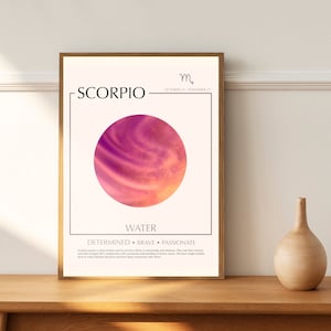 Scorpio zodiac sign poster minimal - INSTANT DOWNLOAD Scorpio Print astrology print spiritual wall art abstract trendy ombre poster