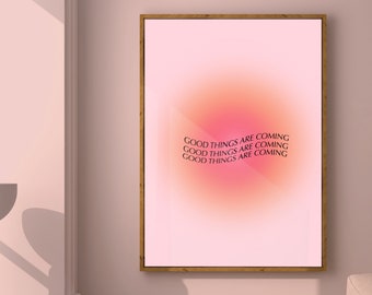 Aura Poster druckbar spirituelle poster Farbverlauf pink orange Print digitaler download Aura Energie Druck manifestieren Spruch Plakat