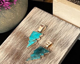 Kingman Necklace, lightening bolt pendant, Southwestern design, Turquoise Pendant, Arizona Turquoise, Gifts for her