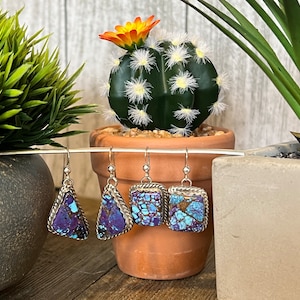 Purple Mojave with Turquoise Earrings, southwest earrings, gifts for her, Kingman Turquoise, southwest jewelry, Native inspired