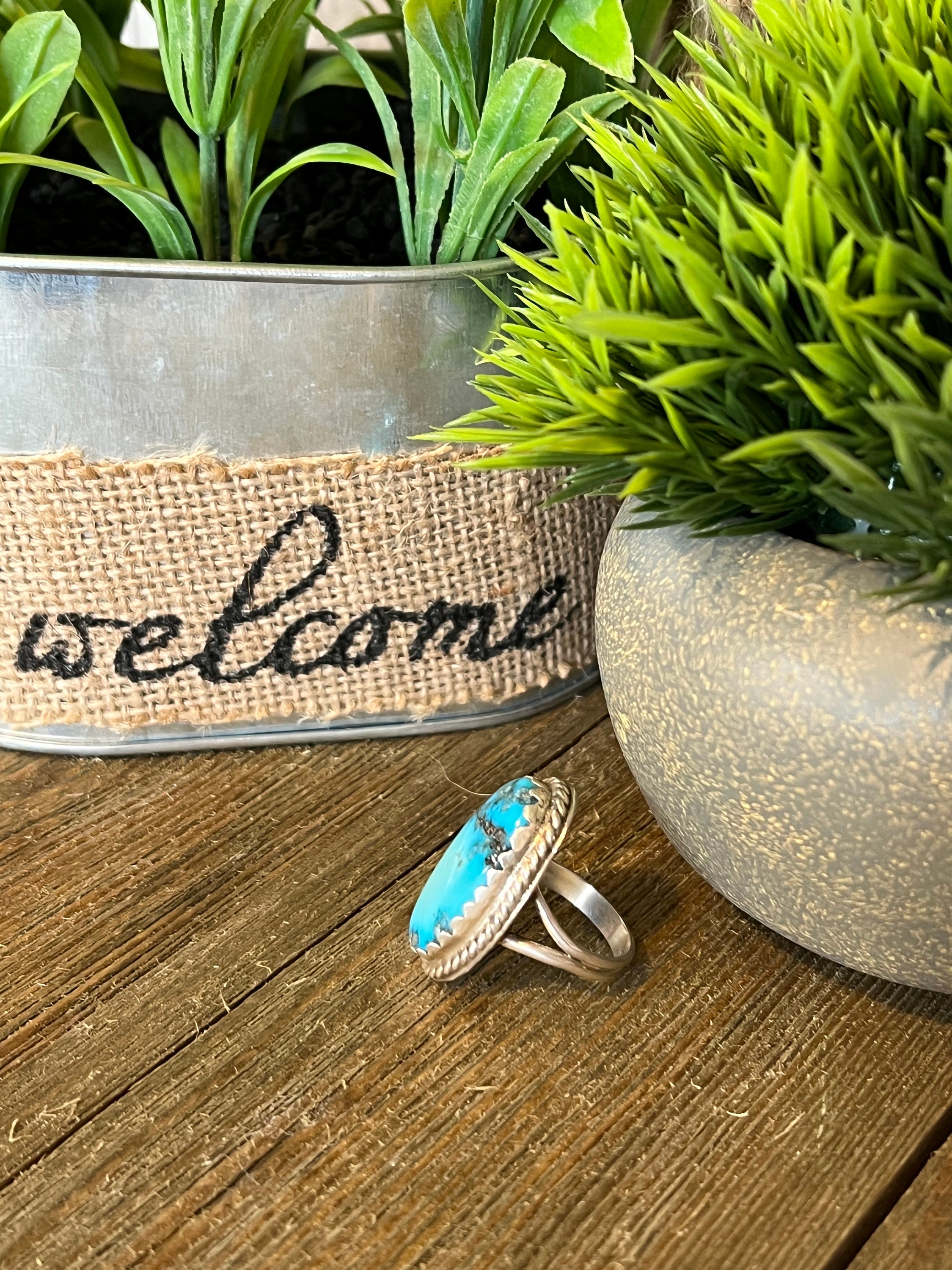 Sleeping Beauty Ring, Southwestern Design, Turquoise Ring