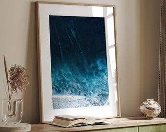 The Reef and Waves, Nusa Lembongan, Bali, Indonesia - Fine Art Ocean Print, Beachy Wall Art, Surf Poster Aerial Drone Photography