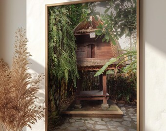 Traditional Balinese hut in Ubud, Bali, Indonesia -  Fine Art Photography Bali Print Poster, Wall Art