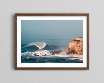 The Biggest Wave in The World, Nazaré - Fine Art Big Wave Surf Poster, Beachy Wall Art, Aesthetic Print Photography