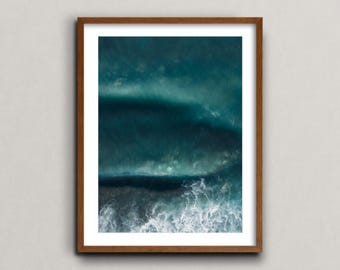 The Reef in Ericeira at Sunset From The Air III, Ericeira, Portugal - Fine Art Wave Print, Framed Wall Surf Poster, Aerial Drone Photograph