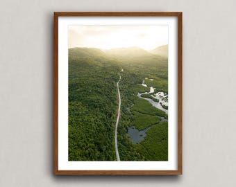 Siargao Coconut View Road at Sunset, Siargao Island, Philippines - Fine Art Surf Poster, Ocean Photography Print