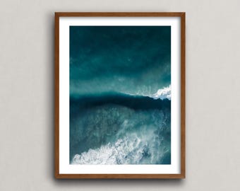 The Reef in Ericeira at Sunset From The Air II, Ericeira, Portugal - Fine Art Wave Print, Framed Wall Surf Poster, Aerial Drone Photograph