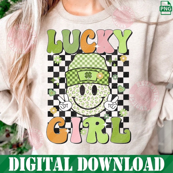 Lucky Girl Happy Face png, St Patrick’s Day Happy face Png, Kid St. Patricks Day png, Kids Sublimation, Toddler Kid Boy girl Shirt Design