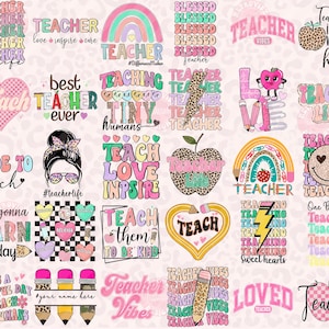 Retro Teacher PNG Bundle, Teacher sublimation Design, Teacher Sublimation design, Teacher vibes png, Teaching shirt png design, Png Bundle