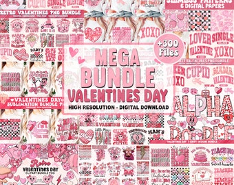 Valentine Mega Bundle png, Valentines day png, retro valentine png kids valentine png bundle, png bundle sublimation mama png designs bundle