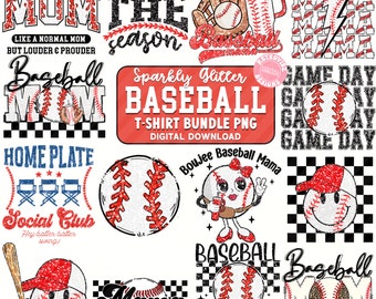 Baseball Mom PNG Bundle, Glitter Baseball Bundle, Baseball mama, Sports PNG, Sublimation Design, Faux Sequin, Baseball shirt png, Game day