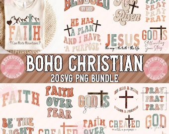 Boho Christian Svg Png Bundle, Religious svg, Sweatshirt Design Svg, He is risen svg, Bible Verse svg, Spiritual svg, Faith Svg, png bundle