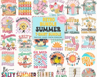 Retro Summer png Bundle, Summer Sublimation Design, Summer vibes png, Retro Surf Vibes PNG, Hot mom summer, Summer Tshirt design, Png Bundle