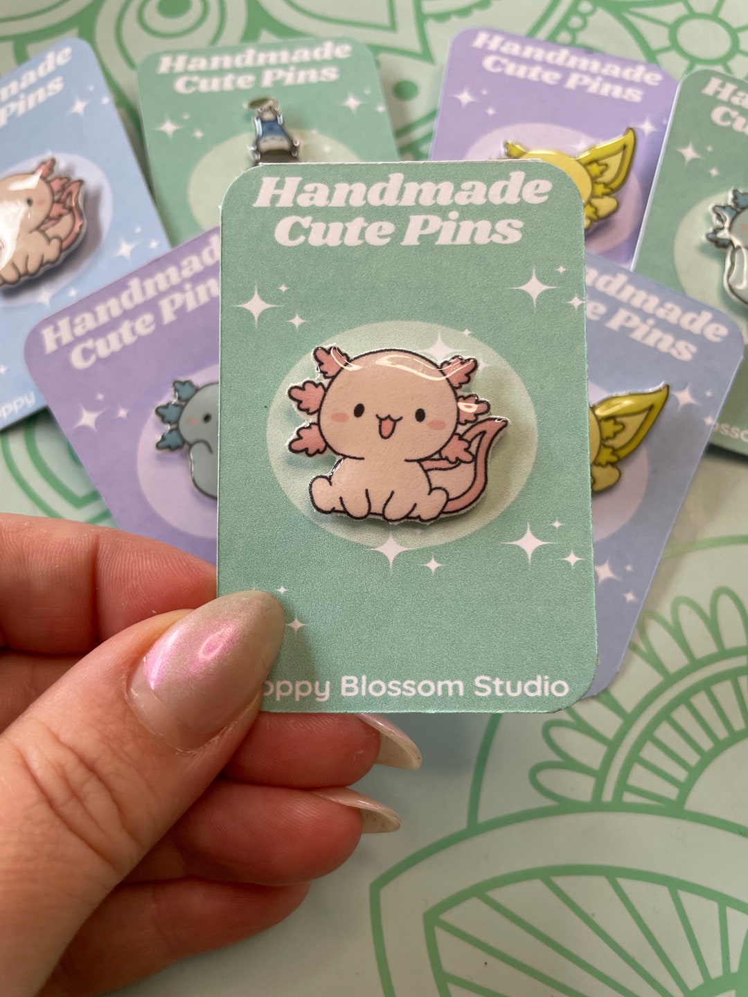 Handmade Axolotl Pink Pin - Etsy UK