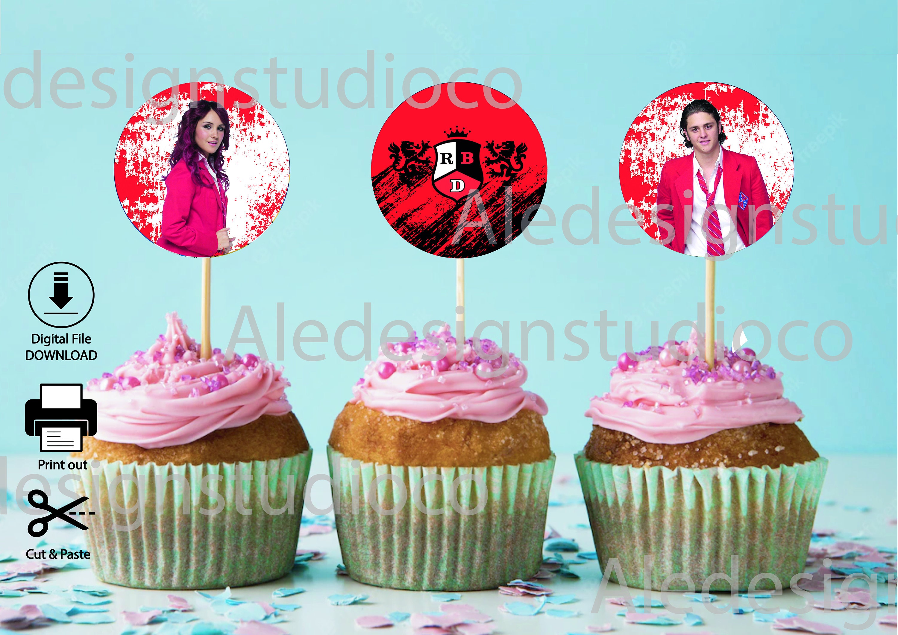 Rebelde Toppers Rebelde Cupcake Toppers/instant Download Digital/rbd Birthday Party/rbd ...