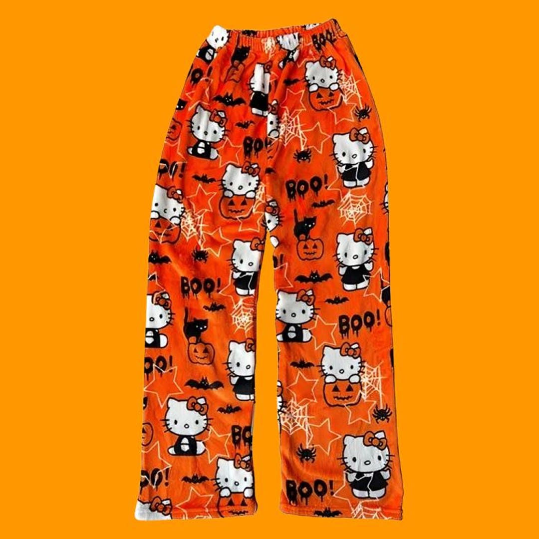 Hello Kitty Halloween Pajamas Cute Festive Orange Black Fluffy Kitty Pajamas Pyjamas Gift for Mother Daughter Child Birthday Warm Spooky - Etsy Japan