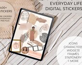 Everyday Life Pre-Cropped Digital Sticker Set | Sticker Book for GoodNotes | Planner Stickers and Widgets | Digital Journaling