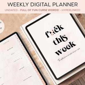 Weekly Digital Planner UNDATED Vulgar Girly Pink Aesthetic Hyperlinked iPad Goodnotes Template Notability lite funny sassy swearing cursing